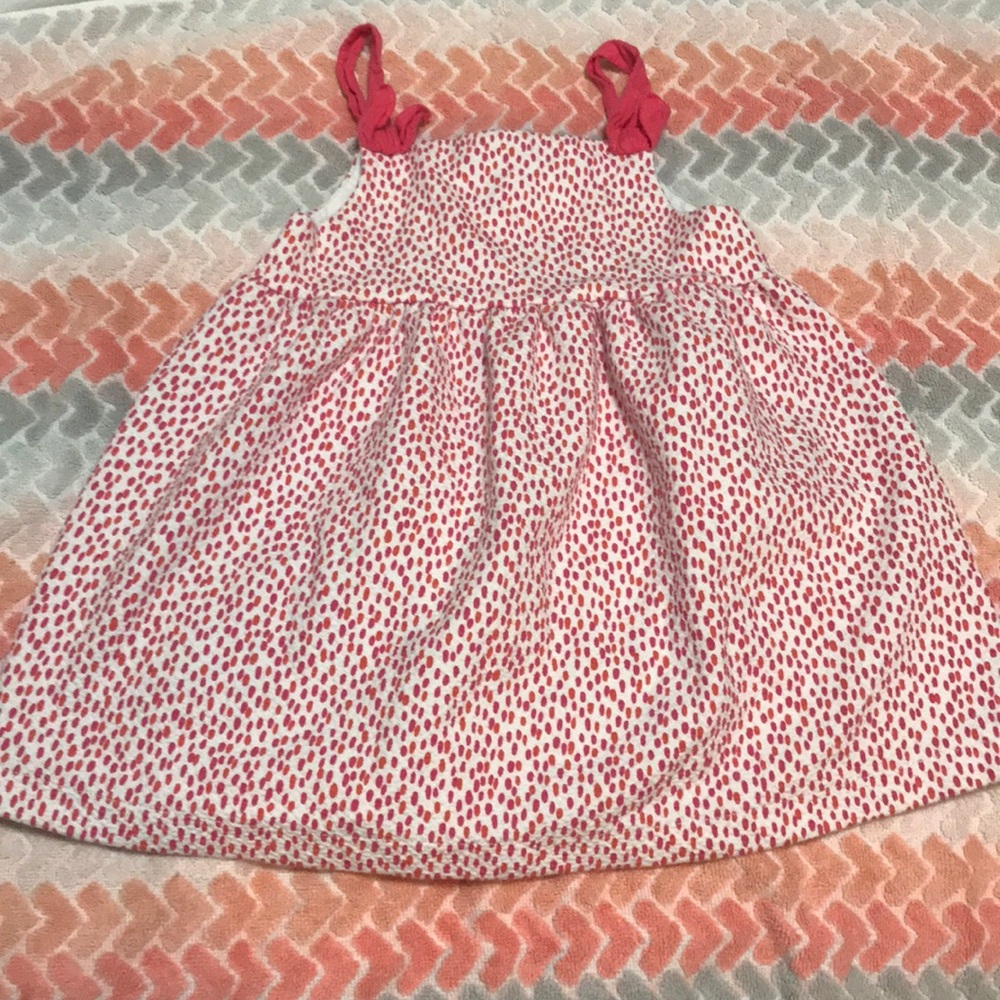 Pink and orange jacquard dress with hot pink bow